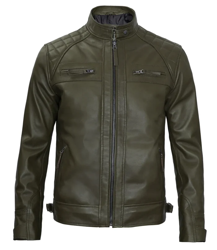 dark green leather jacket for mens