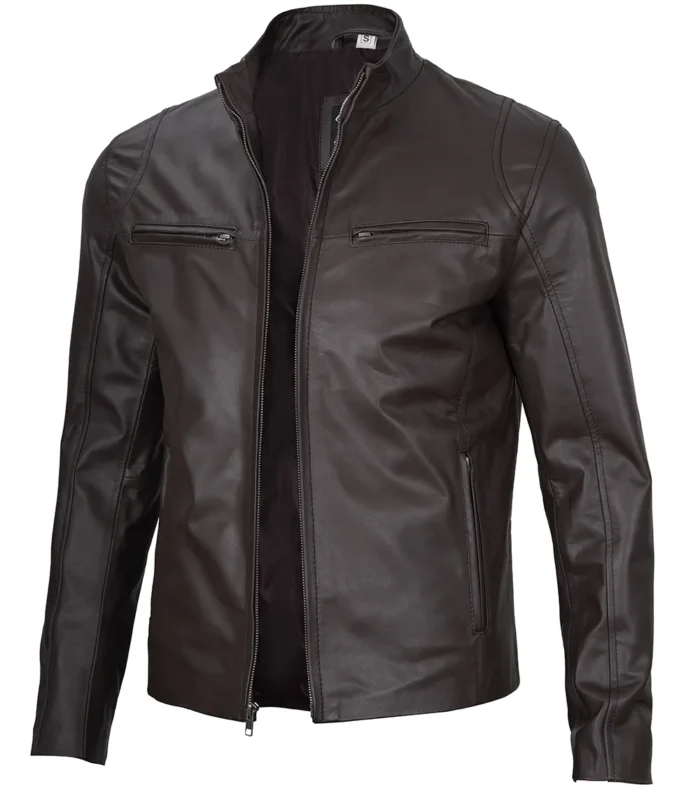 mens clinton dark brown cafe racer jacket