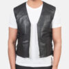 Men's Black Leather Vest