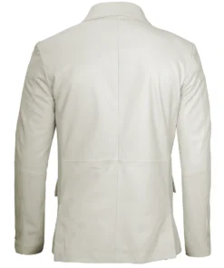 Men's Off White Real Leather Blazer Jacket